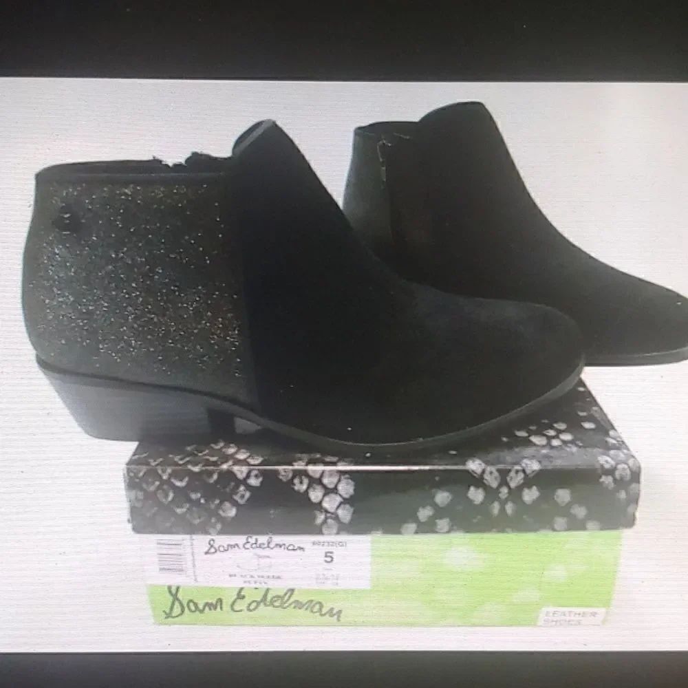 Black metallic booties 